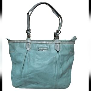 Coach Light Blue Leather Tote Bag